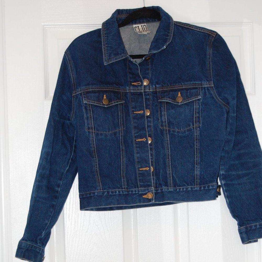 CLIO Dark Blue Jean Jacket Size Medium - Picture 8 of 11
